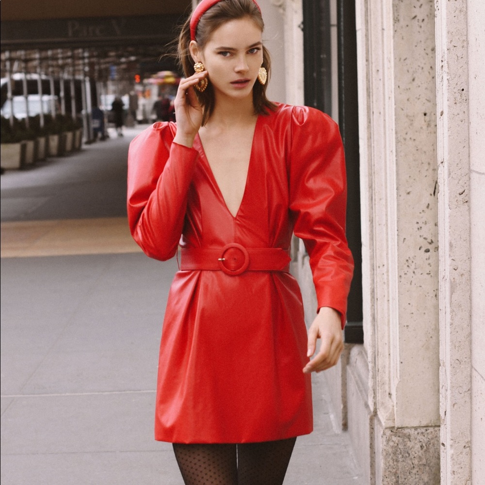 Ronny kobo giulia vegan leather red long sleeve - Picture 5 of 7